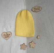 Б-299 Шапочка детская в стиле "Бини". вязаная. полушерсть, желтая