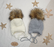 Б-298 Шапочка вязаная с понпоном молочный