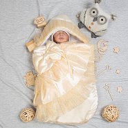 №170 Комплект-конверт на выписку для новорожденного "МАРКИЗА", молочный