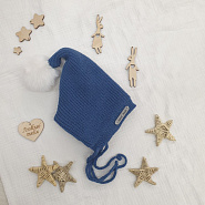 Б-300 Шапочка вязаная с помпоном "Гномик", джинс