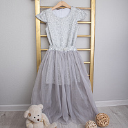 №0838 Платье для девочки "Одри", серебро