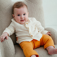 К-331 Костюм, штаны и рубашечка из муслина (горч.+ молоч.)