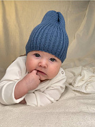 Б-299 Шапочка детская в стиле "Бини". вязаная. полушерсть, джинс