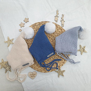 Б-300 Шапочка вязаная с помпоном "Гномик", джинс